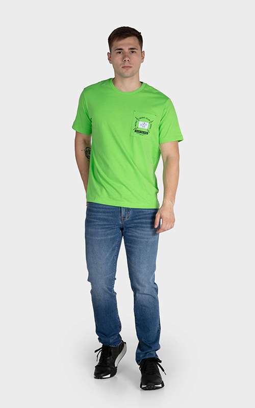 Men"s Essentials Cotton Knitted Short Sleeve Pocket Tee - Light Green