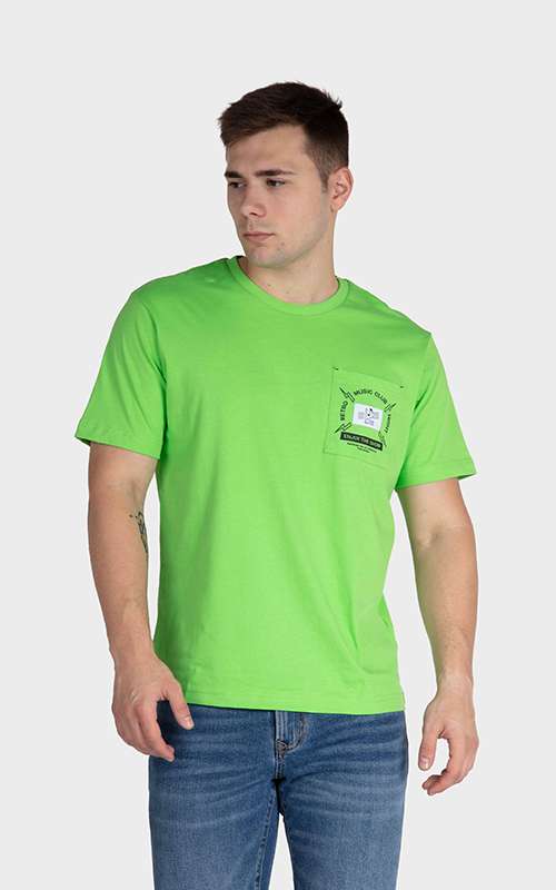 Men"s Essentials Cotton Knitted Short Sleeve Pocket Tee - Light Green