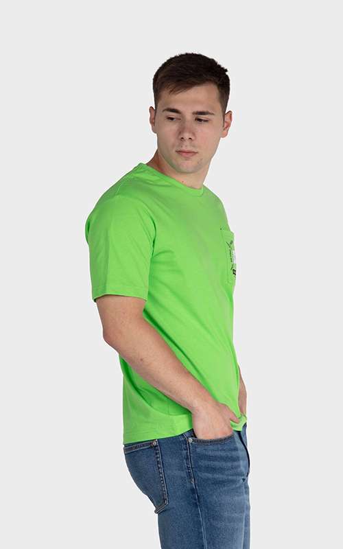 Men"s Essentials Cotton Knitted Short Sleeve Pocket Tee - Light Green
