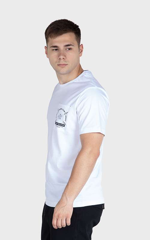 Men"s Essentials Cotton Knitted Short Sleeve Pocket Tee - White