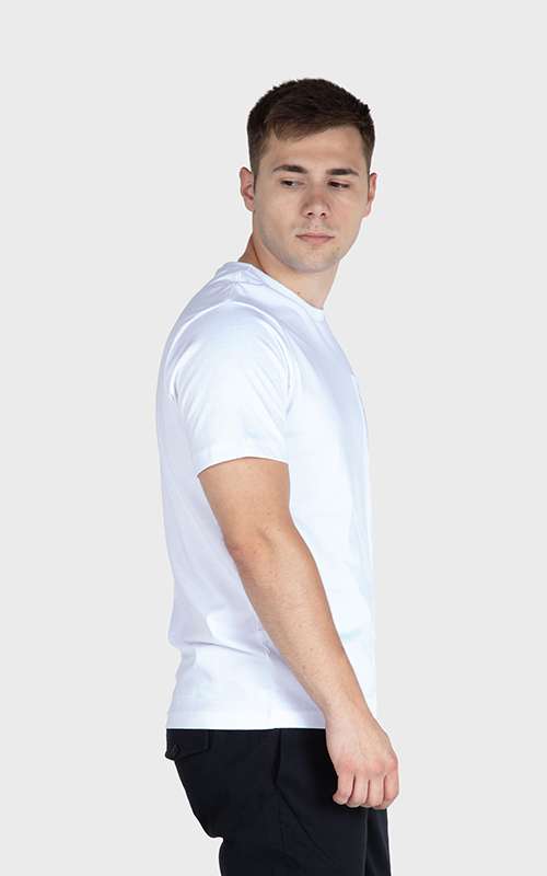 Men"s Essentials Cotton Knitted Short Sleeve Pocket Tee - White
