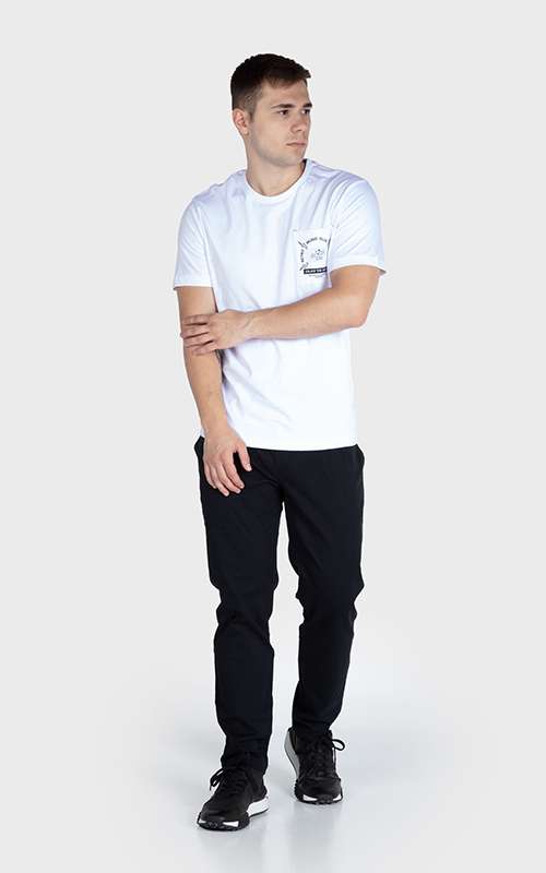 Men"s Essentials Cotton Knitted Short Sleeve Pocket Tee - White