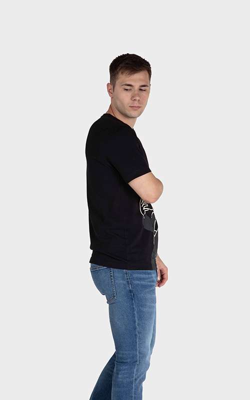Men"s Essentials Cotton Knitted Short Sleeve T-Shirt - Black