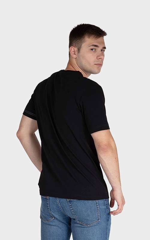 Men"s Essentials Cotton Knitted Short Sleeve T-Shirt - Black
