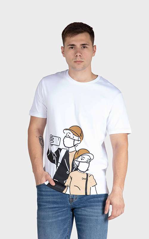 Men"s Essentials Cotton Knitted Short Sleeve T-Shirt - White