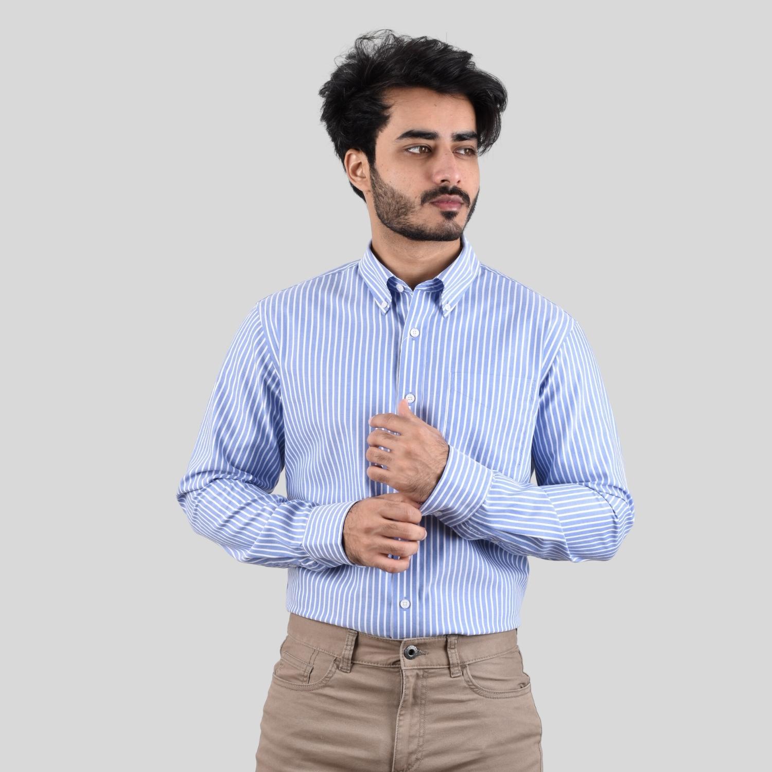 Men"s Oxford Pattern Wrinkle Free Shirt