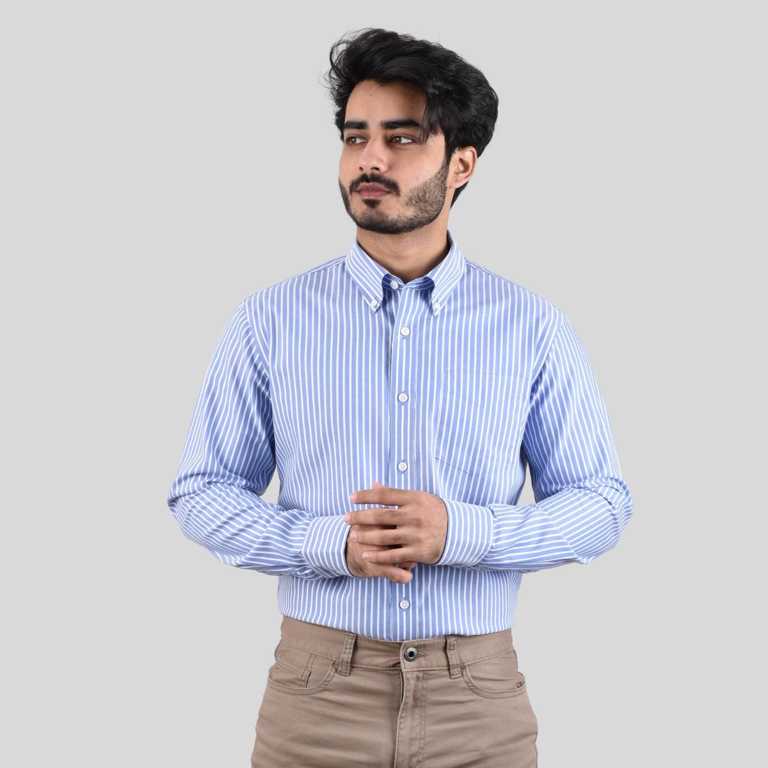 Men"s Oxford Pattern Wrinkle Free Shirt