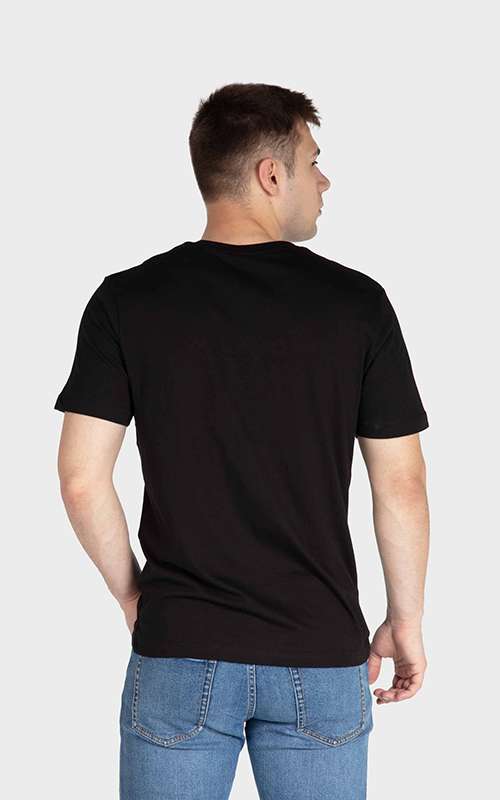 Men"s Print Tee Cotton Knitted T-Shirt - Black