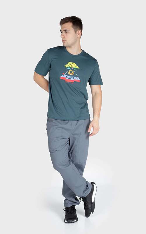 Men"s Print Tee Cotton Knitted T-Shirt - Blue