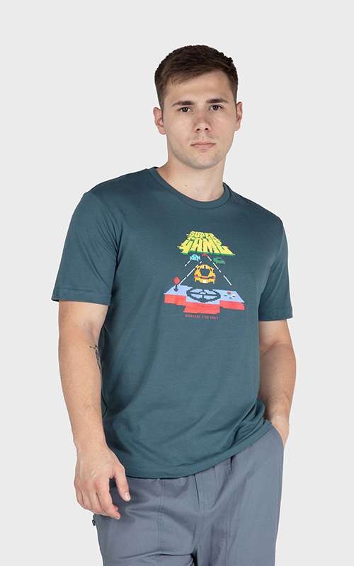 Men"s Print Tee Cotton Knitted T-Shirt - Blue