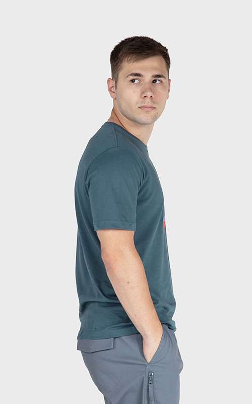 Men"s Print Tee Cotton Knitted T-Shirt - Blue