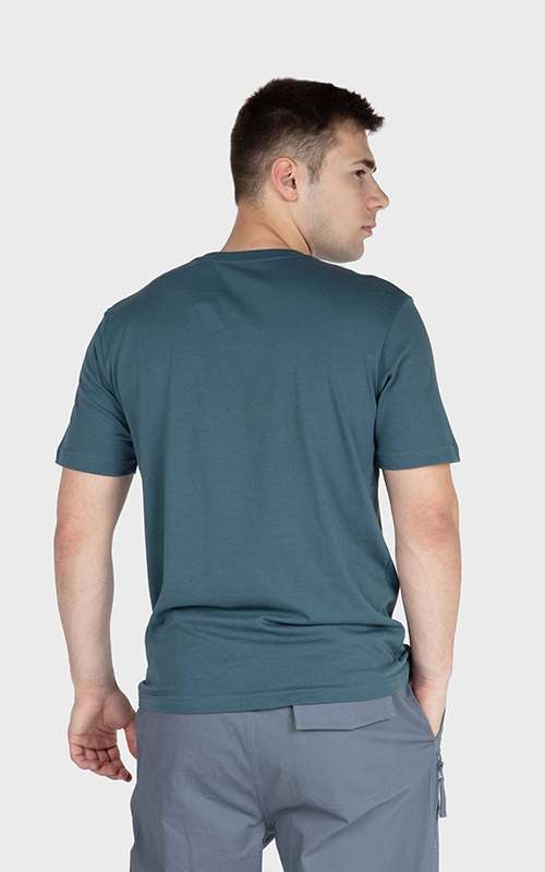 Men"s Print Tee Cotton Knitted T-Shirt - Blue