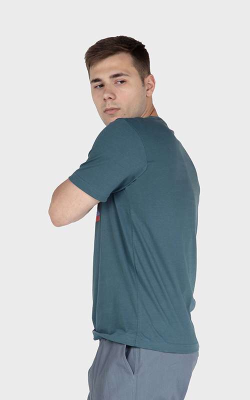 Men"s Print Tee Cotton Knitted T-Shirt - Blue