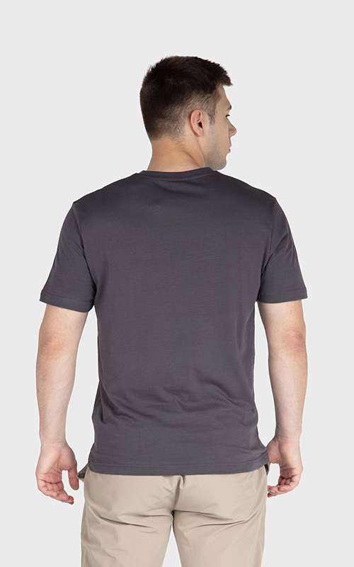 Men"s Print Tee Cotton Knitted T-Shirt - Dark Grey
