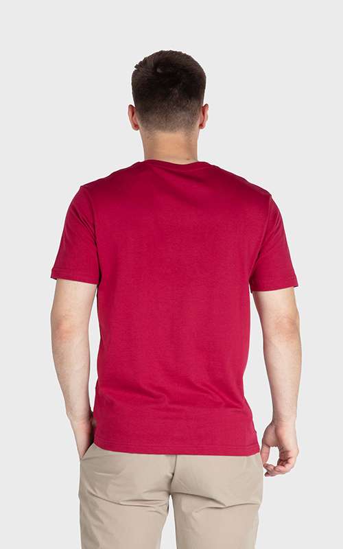 Men"s Print Tee Cotton Knitted T-Shirt - Deep Red