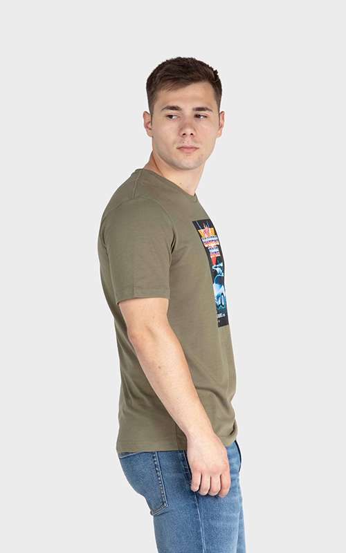 Men"s Print Tee Cotton Knitted T-Shirt - Green