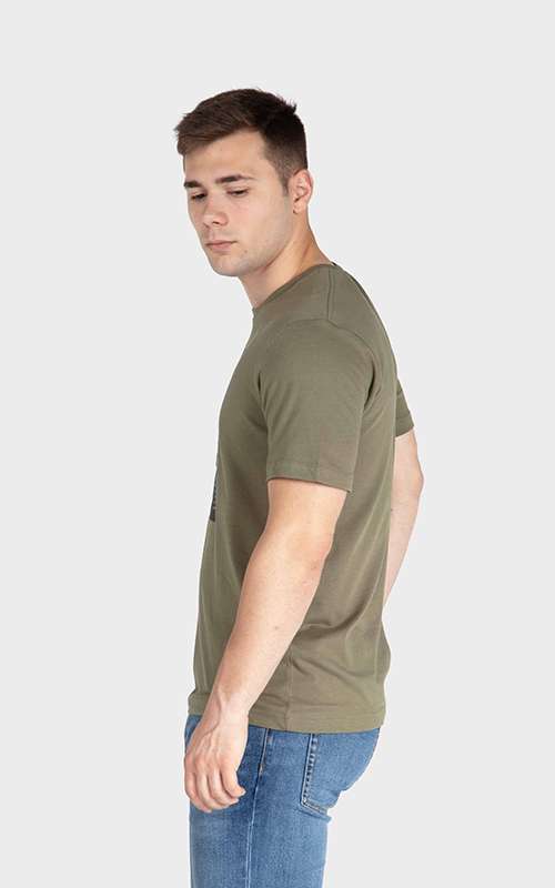 Men"s Print Tee Cotton Knitted T-Shirt - Green