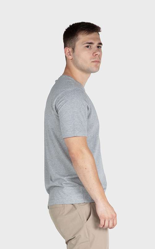 Men"s Print Tee Cotton Knitted T-Shirt - Heather Grey