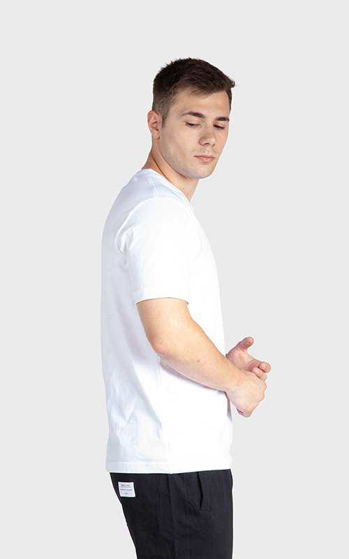 Men"s Print Tee Cotton Knitted T-Shirt - White