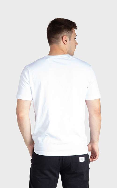 Men"s Print Tee Cotton Knitted T-Shirt - White