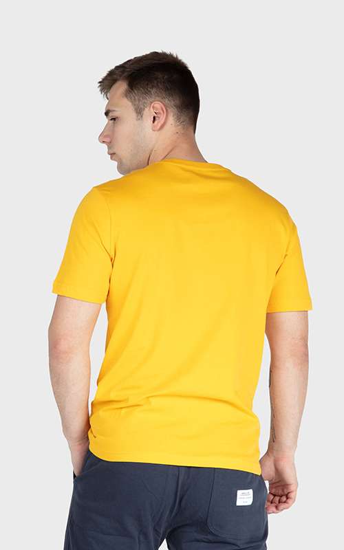 Men"s Print Tee Cotton Knitted T-Shirt - Yellow