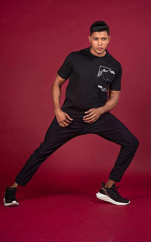 Men"s Street Contemporary Short Sleeve T-Shirt - Black