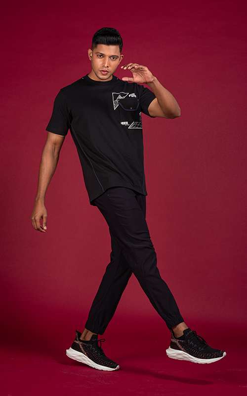 Men"s Street Contemporary Short Sleeve T-Shirt - Black