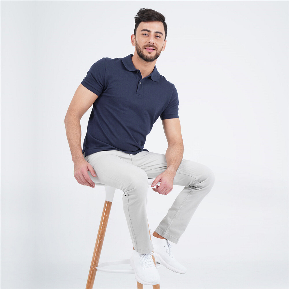 Men Solid Performance Polo -Signature Navy [Blue] - S