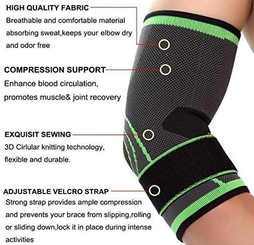 Elbow Brace Compression Support Sleeve with Adjustable Strap for Tendonitis, Tennis elbow, Arthritis, Basketball, Baseball, Football, Golf, Lifting