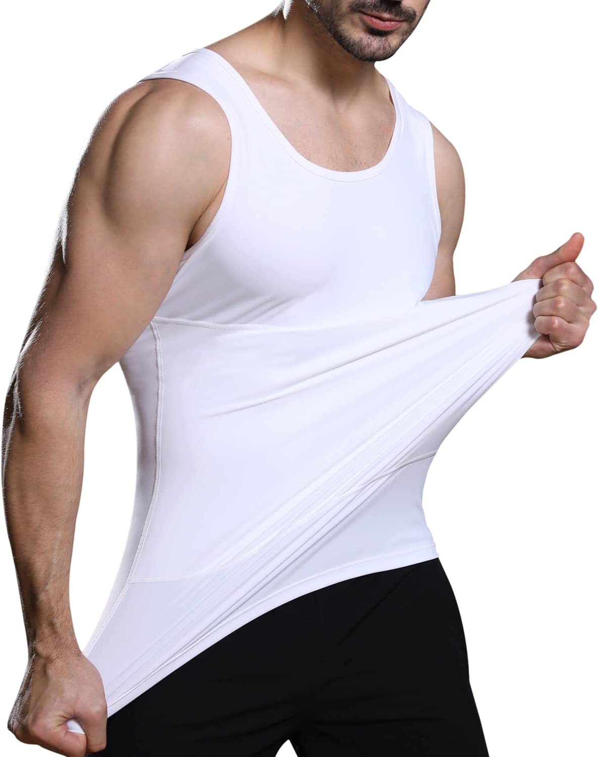 Mens Slimming Body Shaper Vest, Chest Abdomen Compression Tank Top, Belly Hiding Undershirts