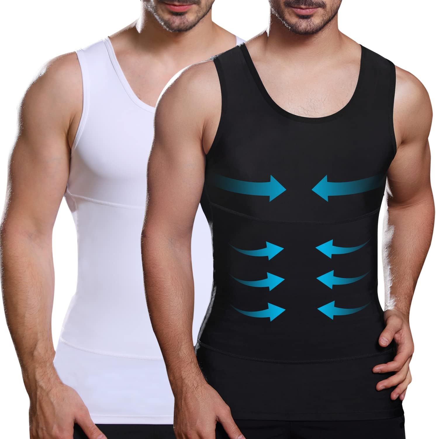 Mens Slimming Body Shaper Vest, Chest Abdomen Compression Tank Top, Belly Hiding Undershirts