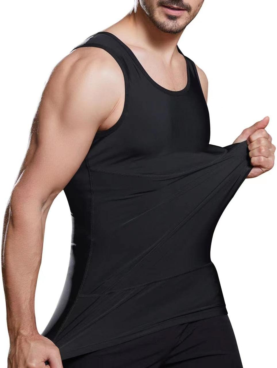 Mens Slimming Body Shaper Vest, Chest Abdomen Compression Tank Top, Belly Hiding Undershirts