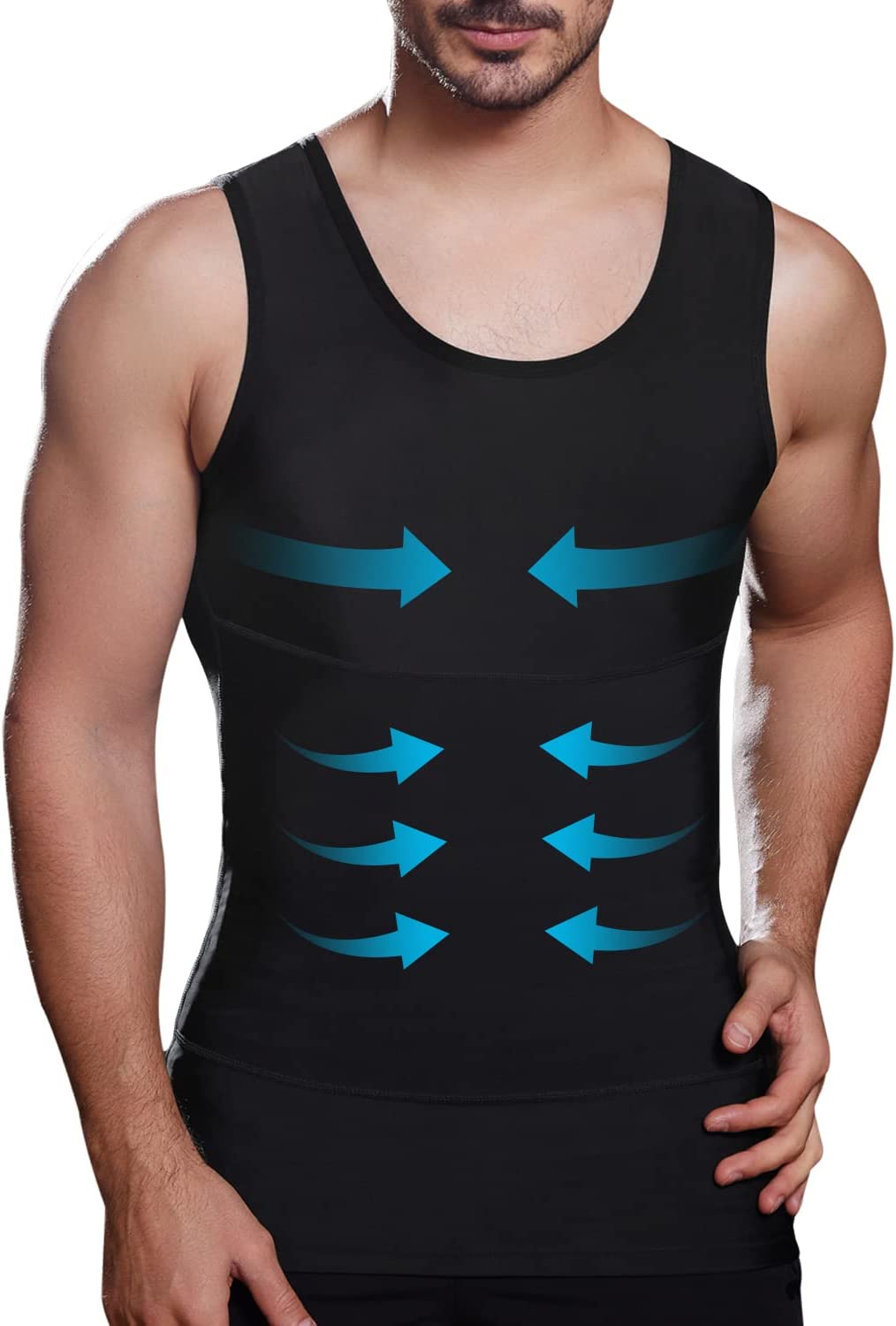 Mens Slimming Body Shaper Vest, Chest Abdomen Compression Tank Top, Belly Hiding Undershirts