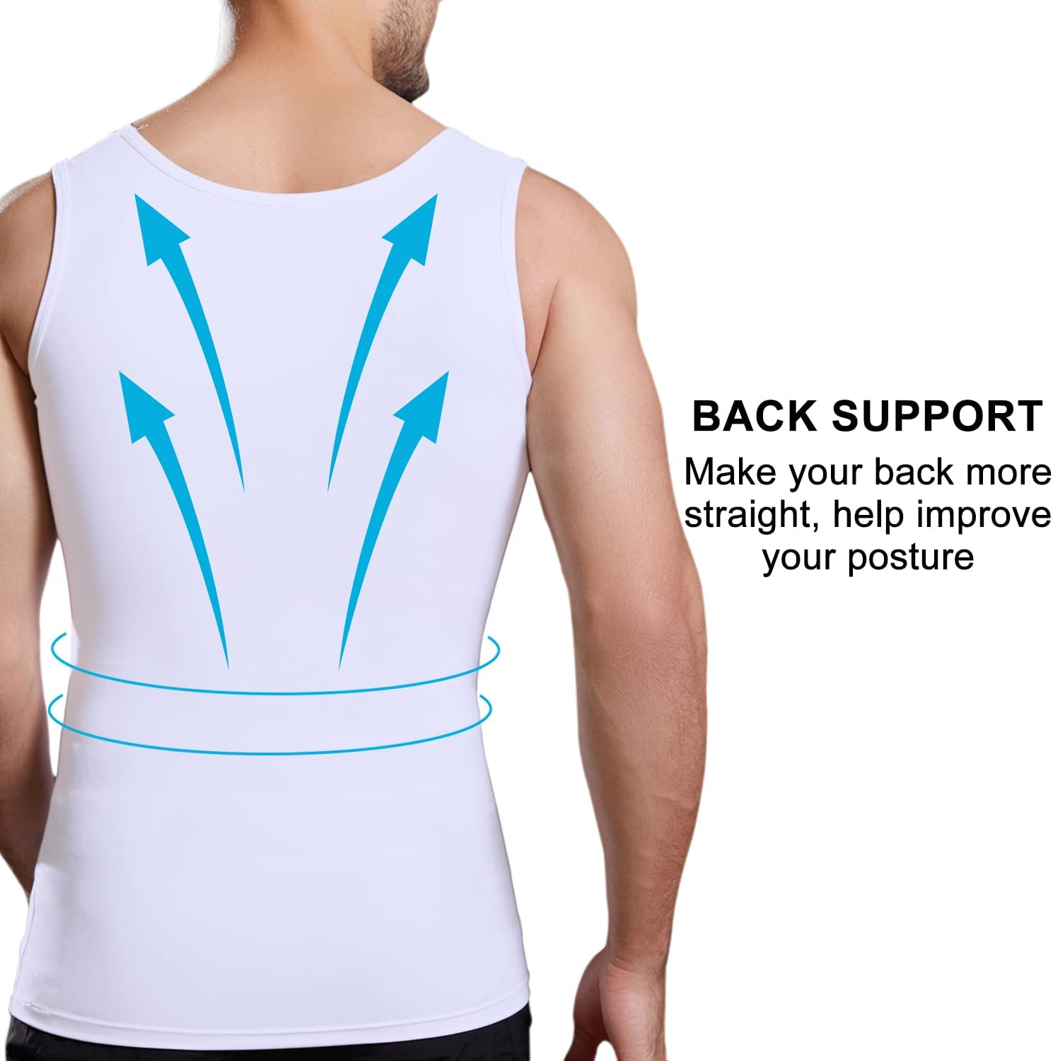 Mens Slimming Body Shaper Vest, Chest Abdomen Compression Tank Top, Belly Hiding Undershirts