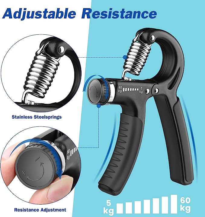 Grip Strength Trainer 2 pack, Hand Grip Exerciser Strengthener with Adjustable Resistance 11-132 Lbs (5-60kg)