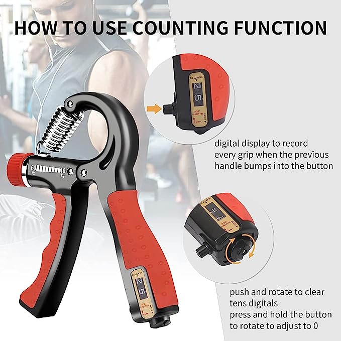 Hand Gripper Forearm Exercise Equipment - Hand Gripper 60 kg with Counter | Adjustable Handgripper Forearm Grip for Men Gym
