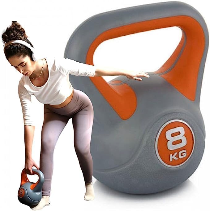 Catch Up Vinyl Kettlebell 8Kg - Home Gym Equipment Perfect For Bodybuilding Weight Lifting Training