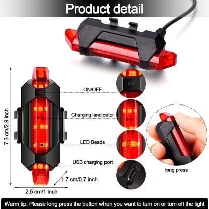 Combo 2 in 1 of Rechargeable Head Cycle Light and Cycle Tail Light Cycle Light led for Bicycle
