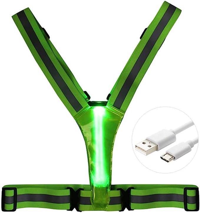 LED Reflective Vest Safety Gear, Light Up Vest for Night Walking Cycling, High Visibility Running Vest with Reflective Strips