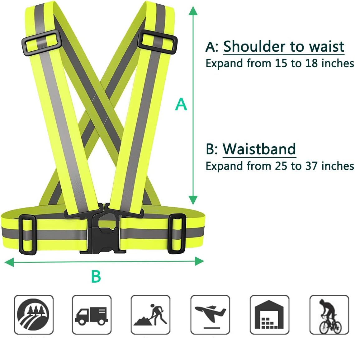 Reflective Vest, 2-Pack Reflective Gear High Visibility Suspenders Safety Lightweight Straps Running Vest for Running, Jogging, Hiking, Cycling
