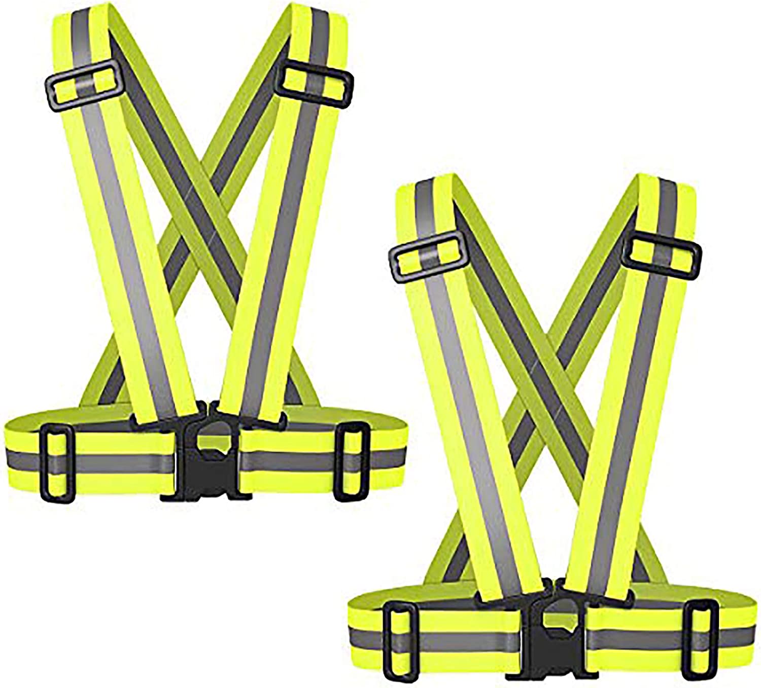 Reflective Vest, 2-Pack Reflective Gear High Visibility Suspenders Safety Lightweight Straps Running Vest for Running, Jogging, Hiking, Cycling