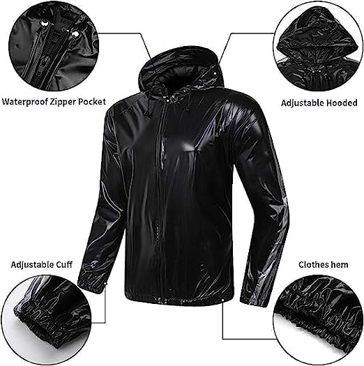 Weight Loss Sweat Suit Anti-Rip Heavy Duty Full-Zip Sauna Suit Fitness Exercise Gym Top Pant with Hood for Men Women