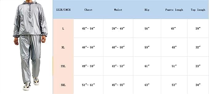 Weight Loss Sweat Suit Anti-Rip Heavy Duty Full-Zip Sauna Suit Fitness Exercise Gym Top Pant with Hood for Men Women