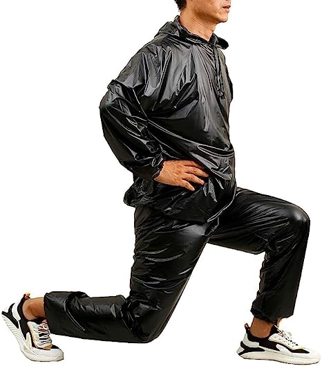 Weight Loss Sweat Suit Anti-Rip Heavy Duty Full-Zip Sauna Suit Fitness Exercise Gym Top Pant with Hood for Men Women