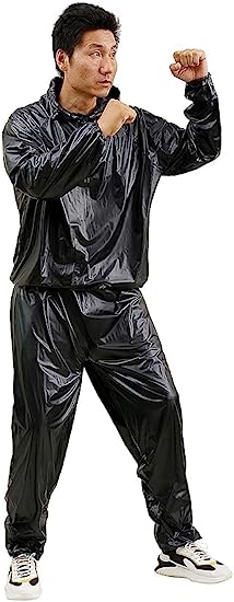 Weight Loss Sweat Suit Anti-Rip Heavy Duty Full-Zip Sauna Suit Fitness Exercise Gym Top Pant with Hood for Men Women