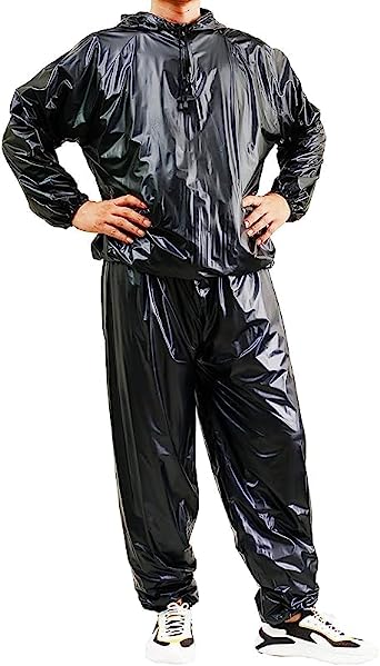 Weight Loss Sweat Suit Anti-Rip Heavy Duty Full-Zip Sauna Suit Fitness Exercise Gym Top Pant with Hood for Men Women