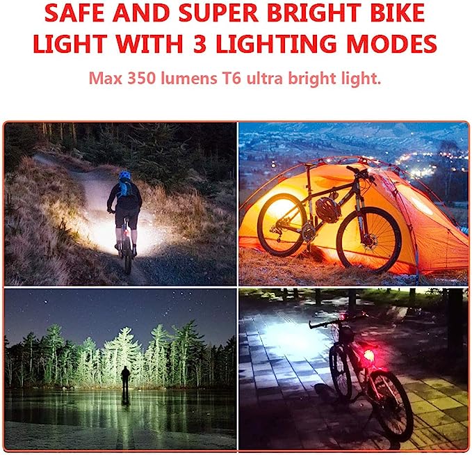 Solar Bike Lights, Front Bicycle Light, 3Modes Super Bright,Supports Solar Power and USB Charging, Waterproof