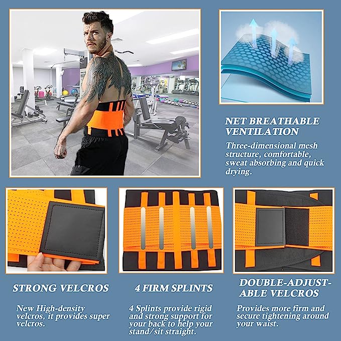 Waist Trainer for Women, Sweat Belt Men, Belly Trimmer, Lower Back Support with Adjustable Pressure Straps