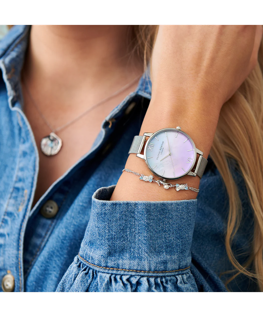 Olivia Burton Blue/ Purple Watch Set with Removable Straps