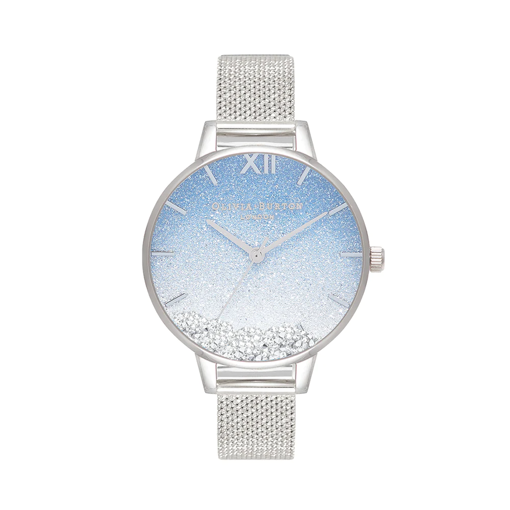 Olivia Burton Blue Silver/ Gltr Watch
